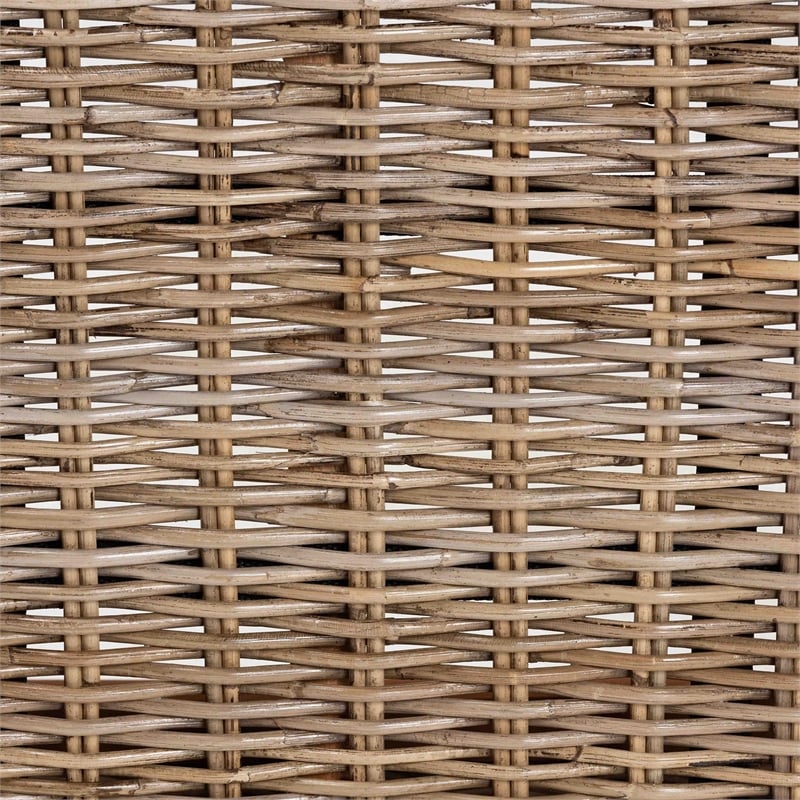 bali & pari Raisa Natural Kubu Rattan and Gray Acacia Wood Accent Bench