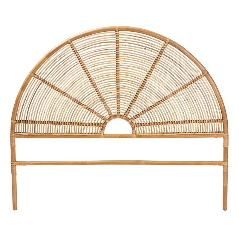 bali & pari Nina Modern Bohemian Honey Rattan Queen Size Standalone Headboard