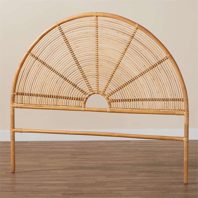 bali & pari Nina Modern Bohemian Honey Rattan Queen Size Standalone Headboard