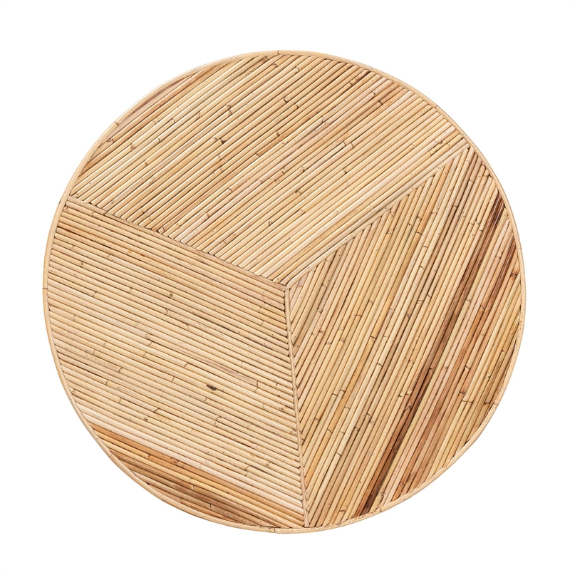 bali & pari Bella Bohemian Natural Rattan and Mahogany Wood Coffee Table