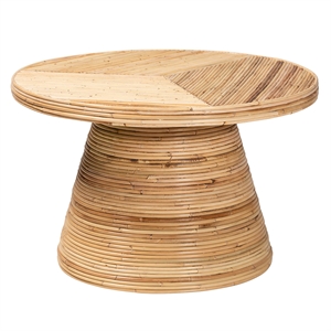 bali & pari Bella Bohemian Natural Rattan and Mahogany Wood Coffee Table