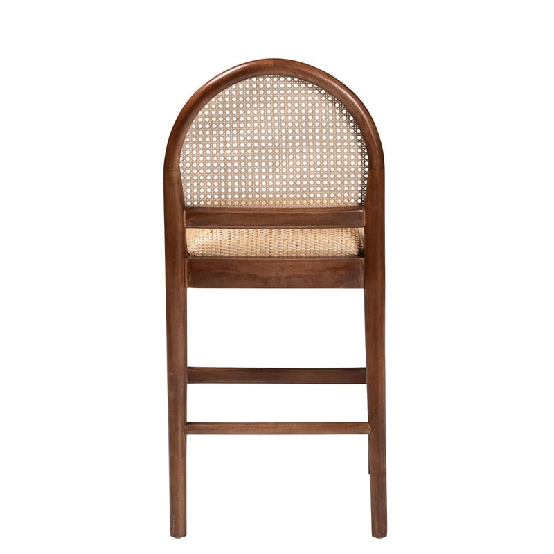 bali & pari Maryland Bohemian Natural Rattan and Acacia Wood Counter Stool