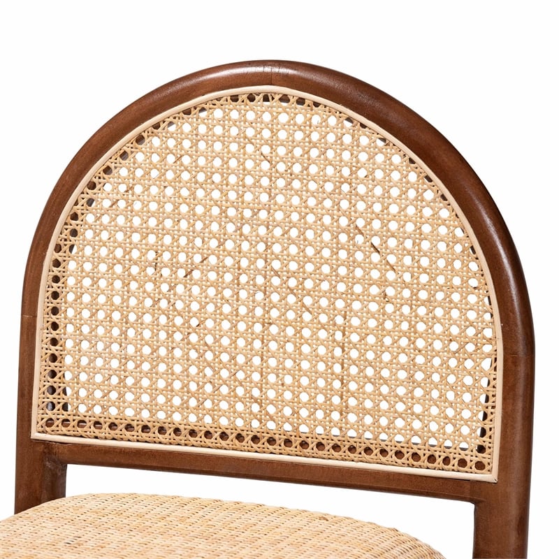 bali & pari Maryland Bohemian Natural Rattan and Acacia Wood Counter Stool