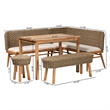 bali & pari Denver Natural Seagrass and Acacia Wood 5-Piece Dining Nook Set