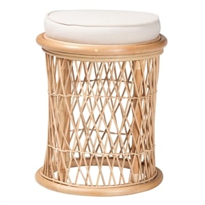 bali & pari Junius Bohemian Natural Rattan Ottoman Footstool