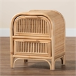 bali & pari Adrika Bohemian Natural Rattan 2-Drawer Nightstand