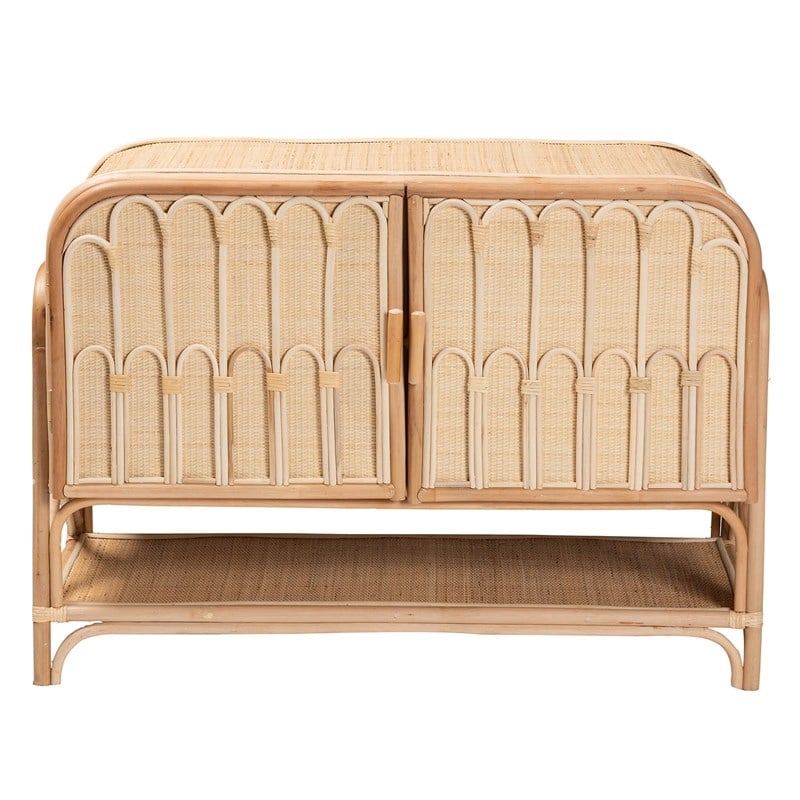 bali & pari Gitano Bohemian Natural Rattan 2-Door Storage Cabinet