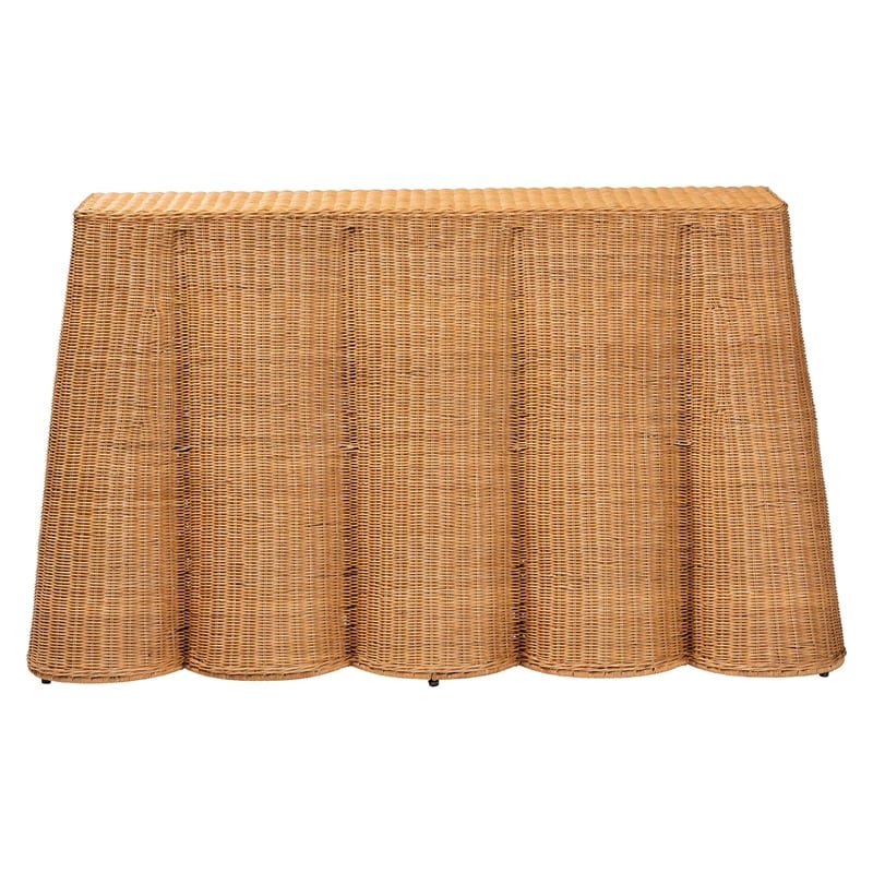 bali & pari Palm Bohemian Honey Scallop Rattan Console Table