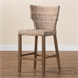 bali & pari Enver Bohemian Gray Kubu Rattan and Mahogany Wood Counter Stool