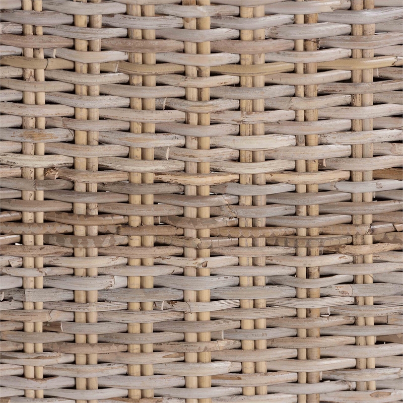 bali & pari Toby Gray Kubu Rattan and Rustic Taupe Mahogany Wood Counter Stool