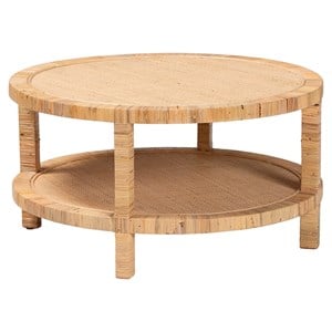 bali & pari Kalimantan Light Honey Rattan and Mahogany Wood Coffee Table