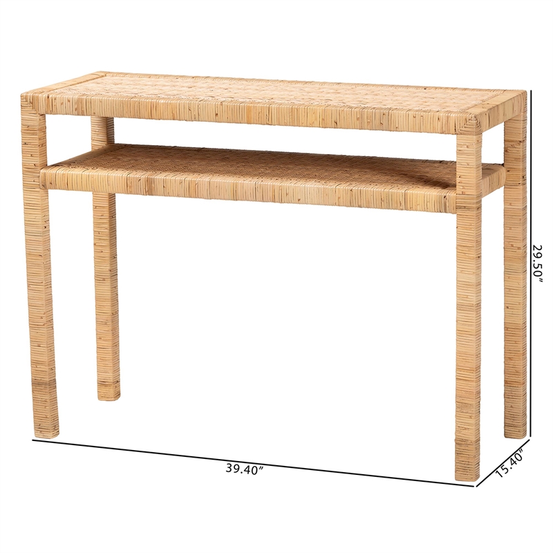 bali & pari Kalimantan Light Honey Rattan and Acacia Wood Console Table