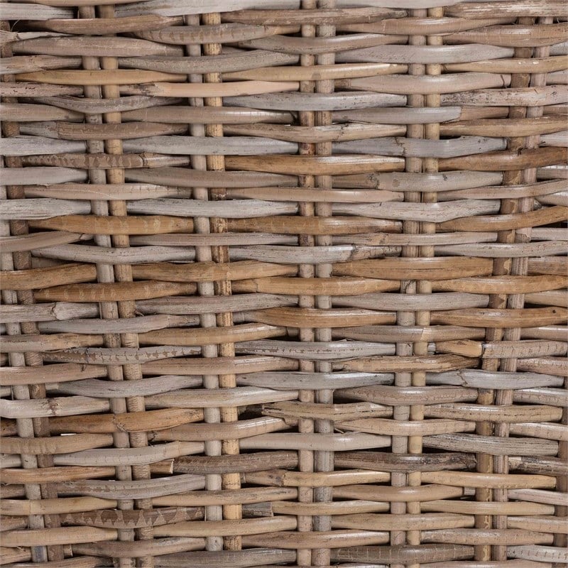 bali & pari Niesha Gray Natural Kubu Rattan and Mahogany Wood Dining Chair