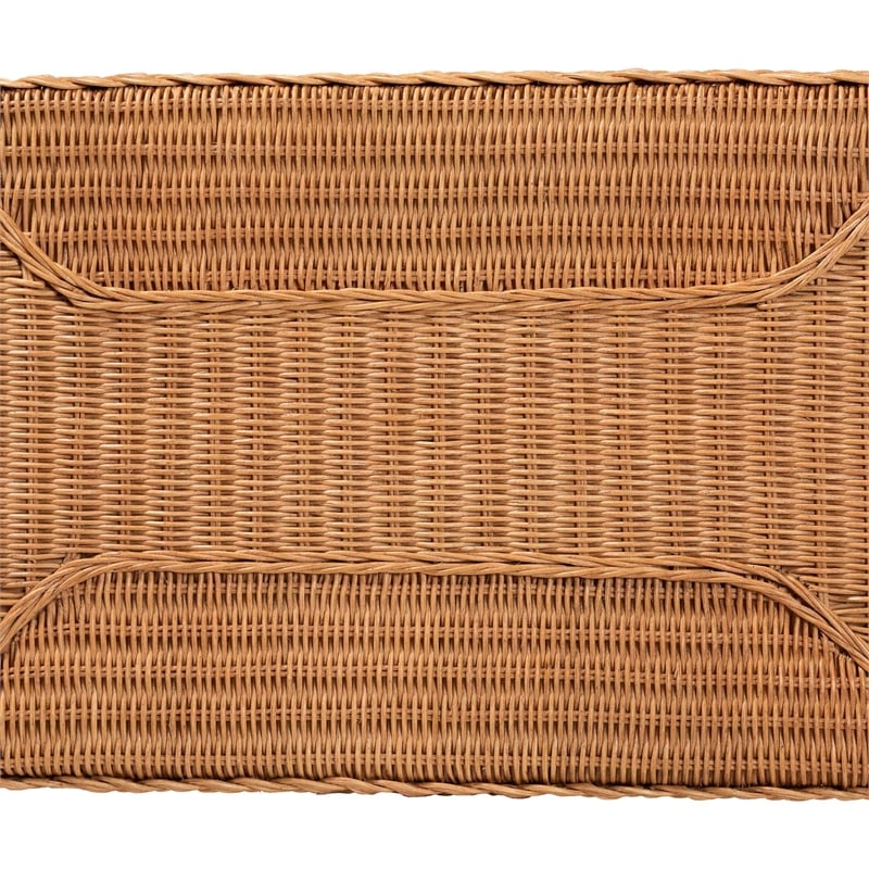 bali & pari Minahasa Bohemian Light Honey Braided Rattan Side Table