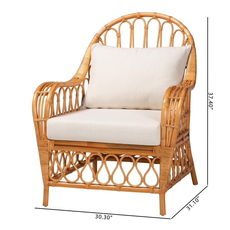 bali & pari Reina Bohemian Light Honey Rattan Arm Chair