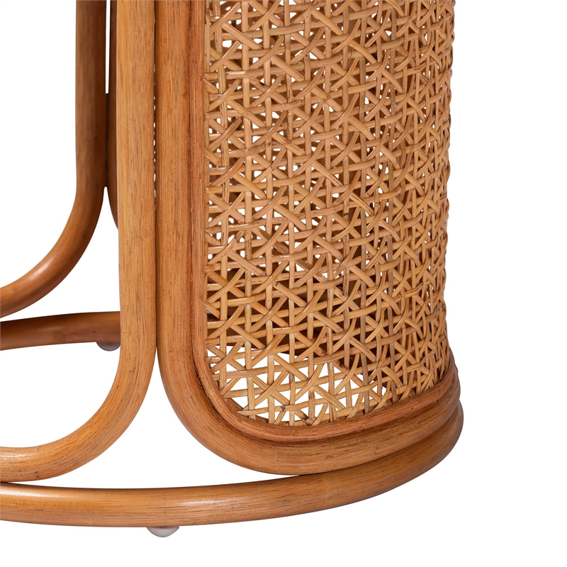 bali & pari Eldon Bohemian Honey Rattan 2-Piece Nesting End Table Set