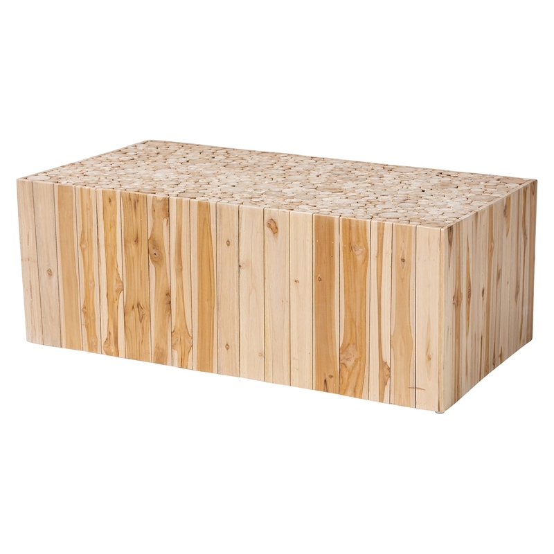 bali & pari Grayson Teak Wood Coffee Table with Unique Repurposed Wood Logs