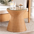 bali & pari Nina Light Honey Braided Rattan End Table with Glass Tabletop