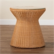 bali & pari Nina Light Honey Braided Rattan End Table with Glass Tabletop