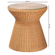 bali & pari Nina Light Honey Braided Rattan End Table with Glass Tabletop