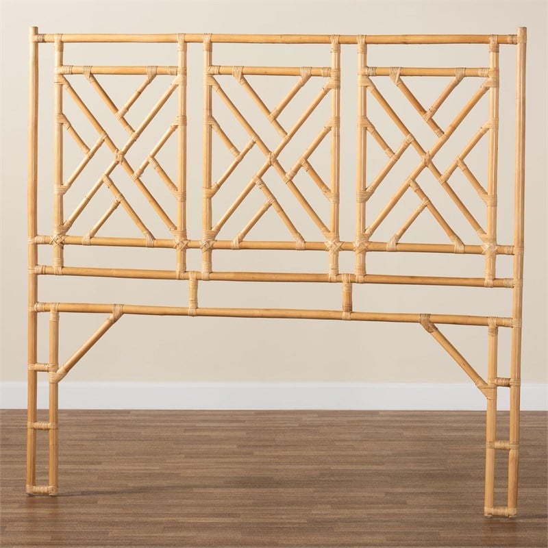 bali & pari Karavo Bohemian Natural Rattan Queen Size Standalone Headboard