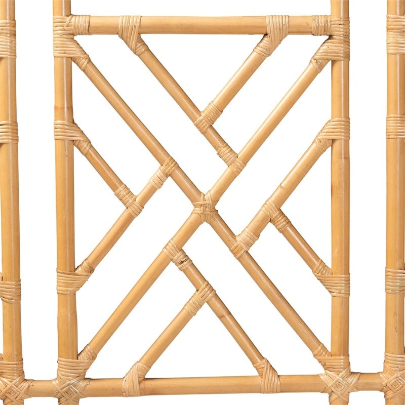 bali & pari Karavo Bohemian Natural Rattan Queen Size Standalone Headboard