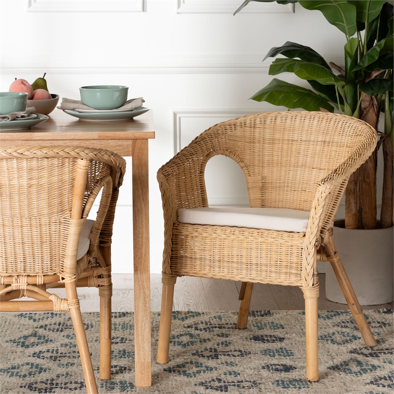 bali & pari Abbey Modern Bohemian Natural Rattan Dining Chair