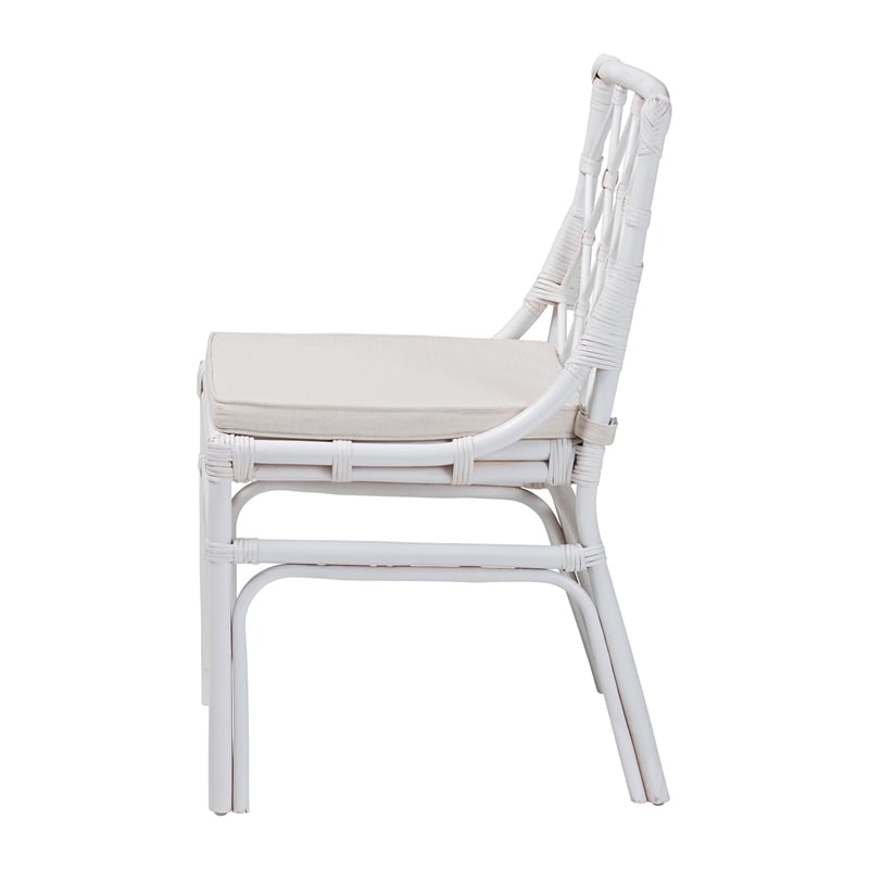 bali & pari Carwyn Bohemian White Rattan Dining Chair