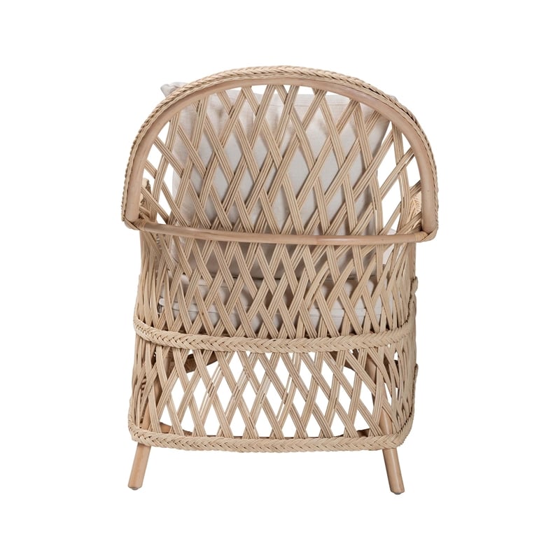 bali & pari Florence Bohemian Ivory Braided Rattan Arm Chair