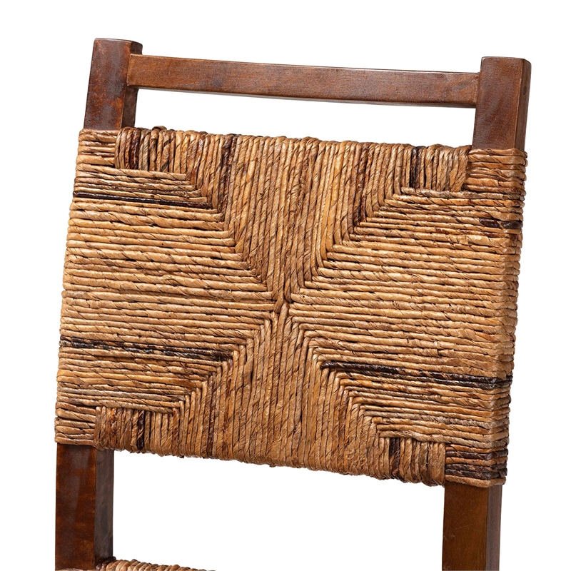 bali & pari Cordoba Natural Seagrass and Mahogany Wood 2-Piece Dining Chair