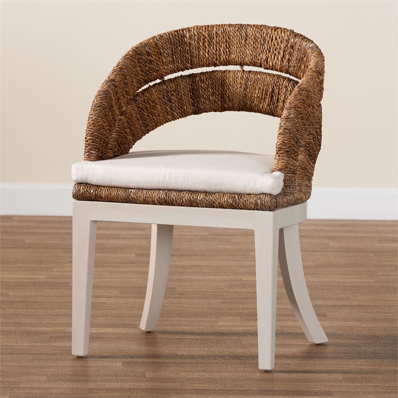 bali & pari Ubud Bohemian Natural Seagrass and Mahogany Wood Dining Chair