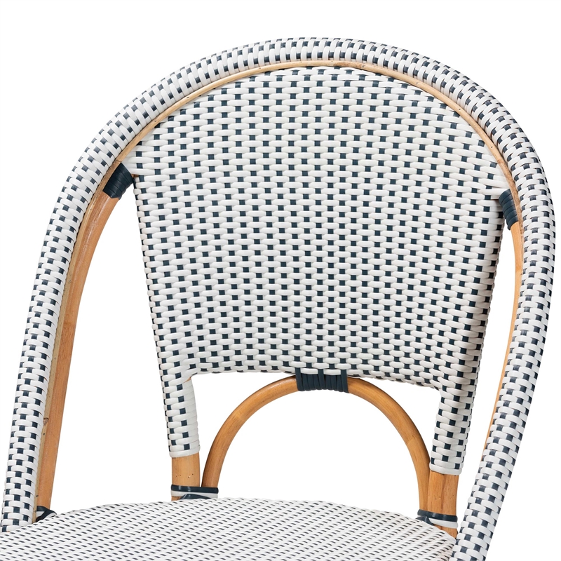 bali & pari Genica Navy and White Weaving and Rattan 2-Piece Counter Stool Set