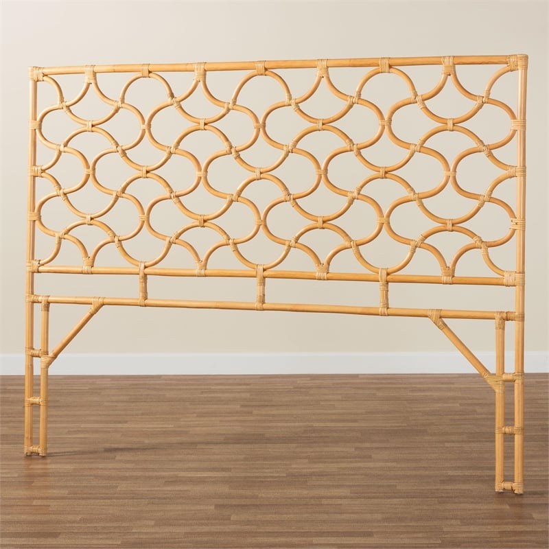 bali & pari Kalcya Bohemian Natural Rattan King Size Standalone Headboard