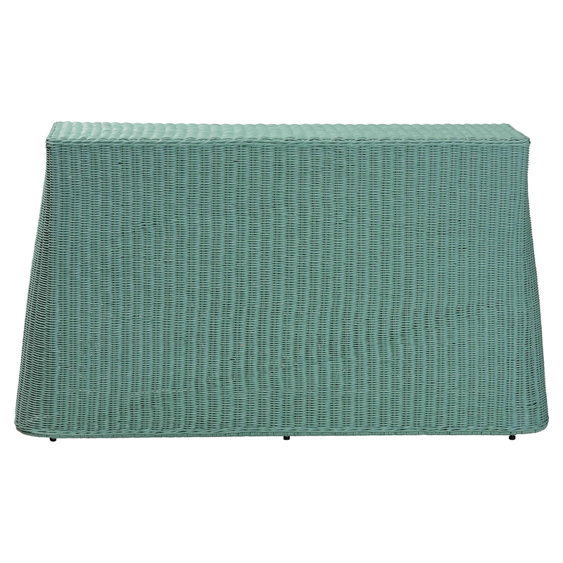 bali & pari Palm Bohemian Seafoam Green Scallop Rattan Console Table