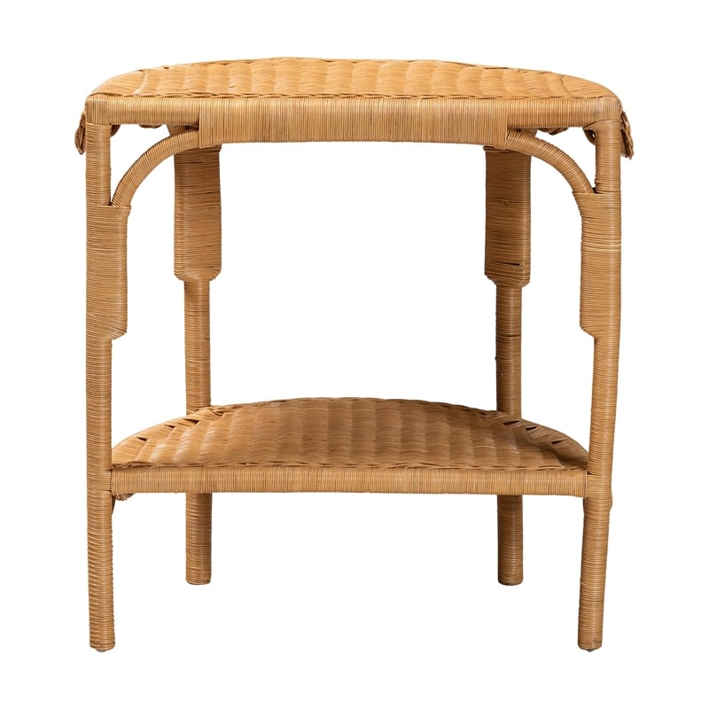 bali & pari Paisley Coastal Scallop Light Honey Rattan Console Table