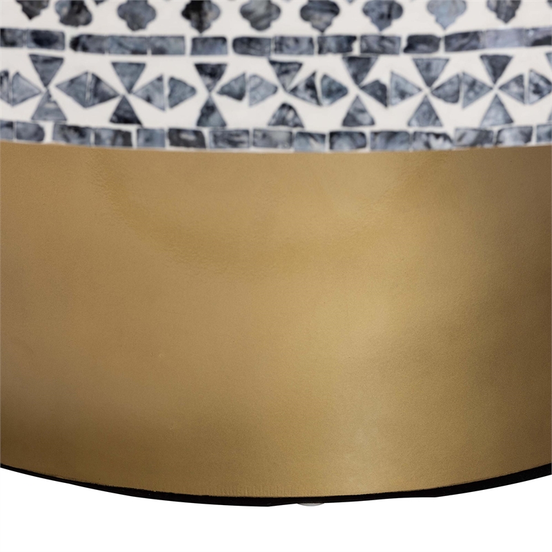 bali & pari Idra Black and White Mother of Pearl Capiz Shell Coffee Table