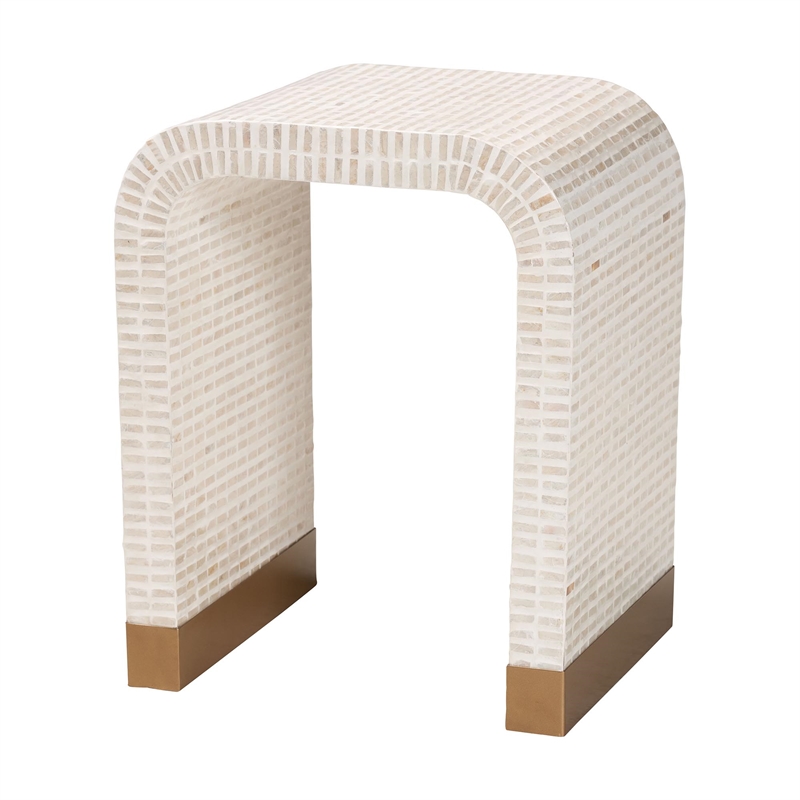bali & pari Carlyn Beige and White Capiz Shell 3-Piece Accent Table Set