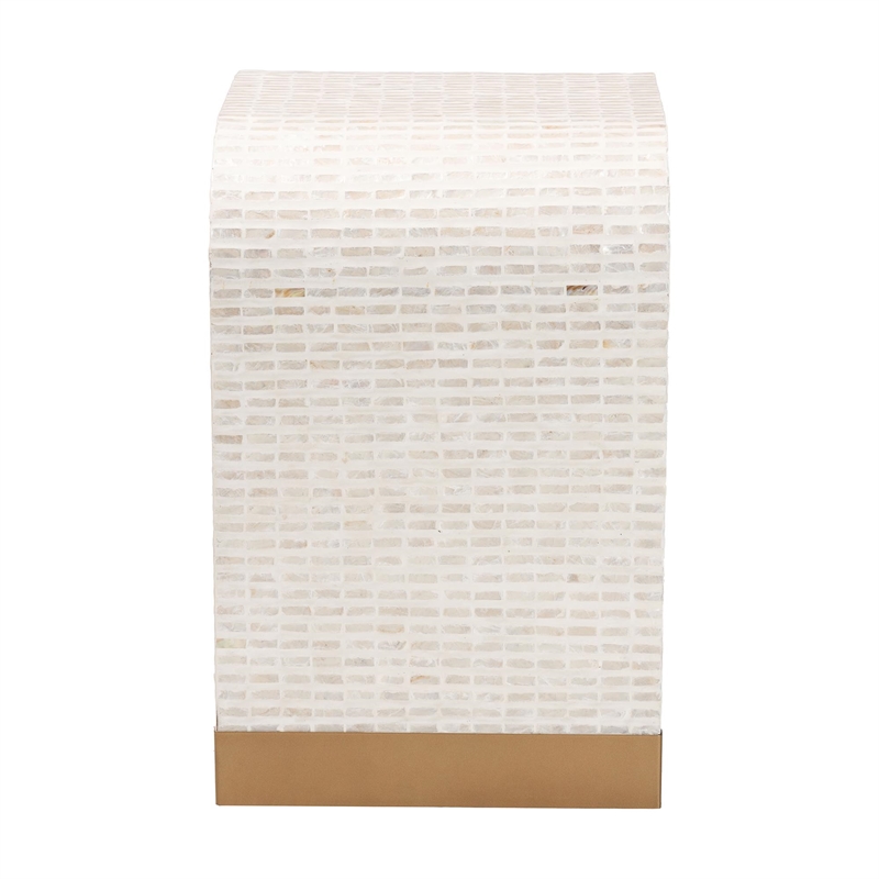 bali & pari Carlyn Beige and White Capiz Shell 3-Piece Accent Table Set
