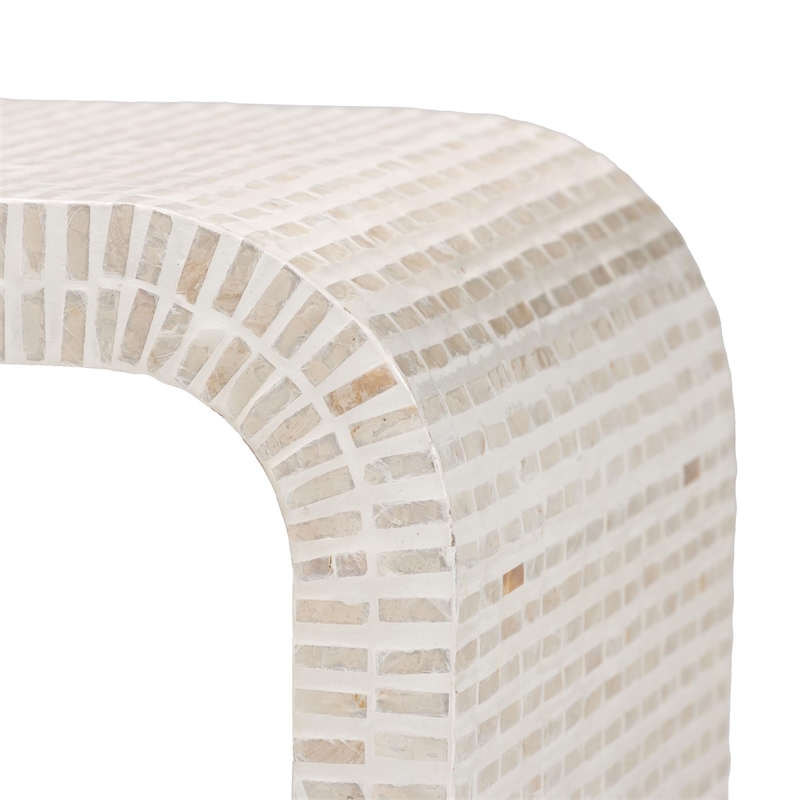 bali & pari Carlyn Beige and White Capiz Shell 3-Piece Accent Table Set