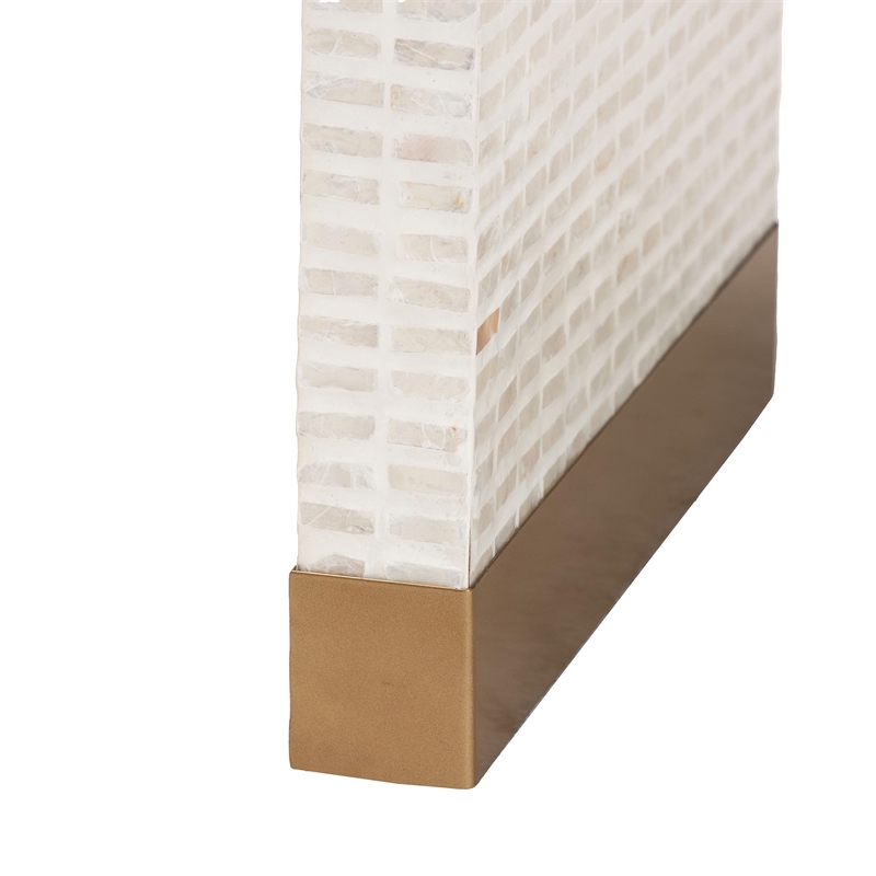bali & pari Carlyn Beige and White Capiz Shell 3-Piece Accent Table Set