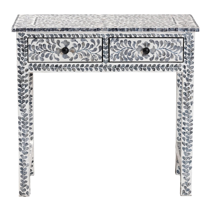 bali & pari Diata Black and White Pearl Capiz Shell 2-Drawer Console Table