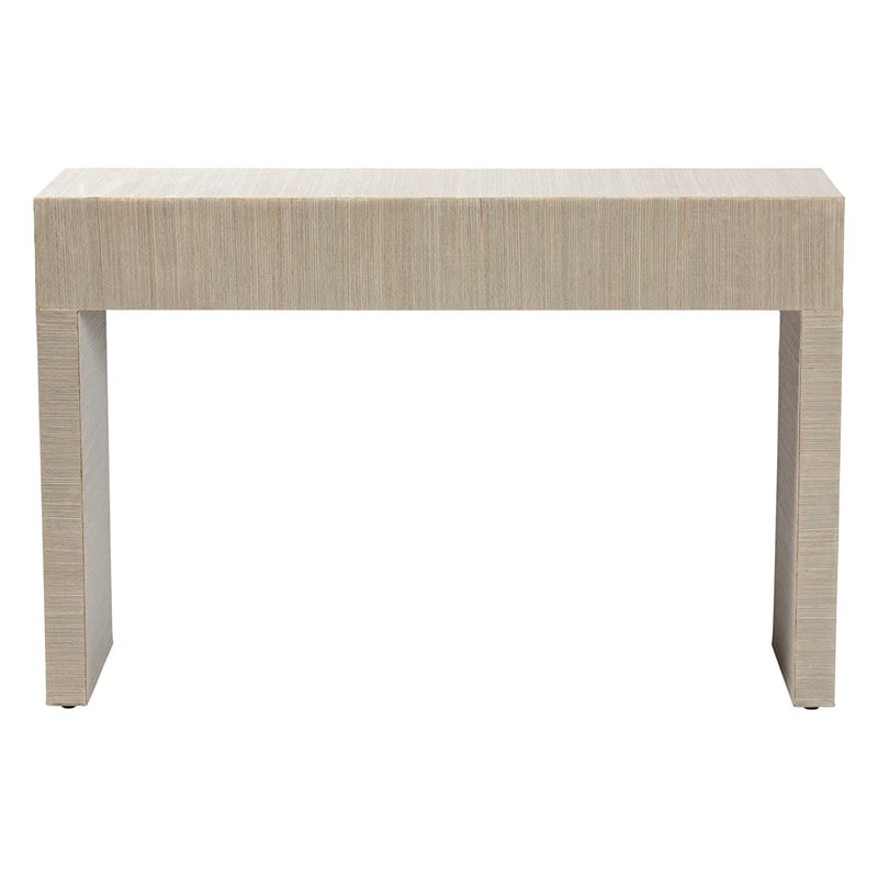 bali & pari Cielo Bohemian Woven Natural Grasscloth 3-Drawer Console Table