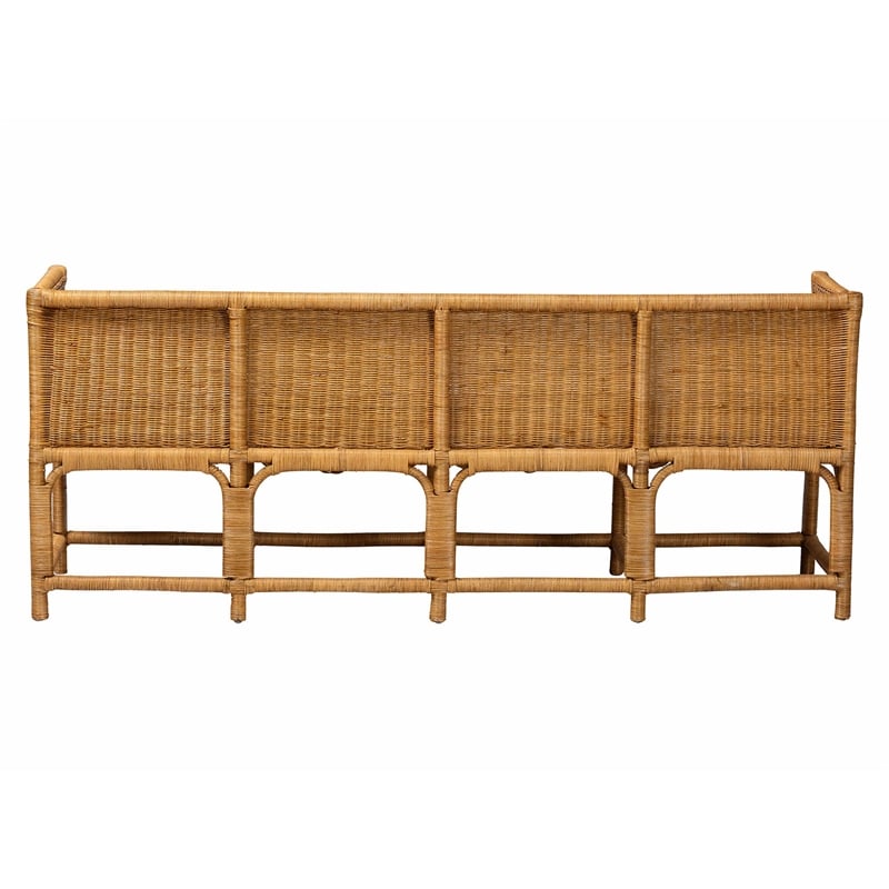 bali & pari Seranay Bohemian Scallop Light Honey Rattan Long Dining Bench