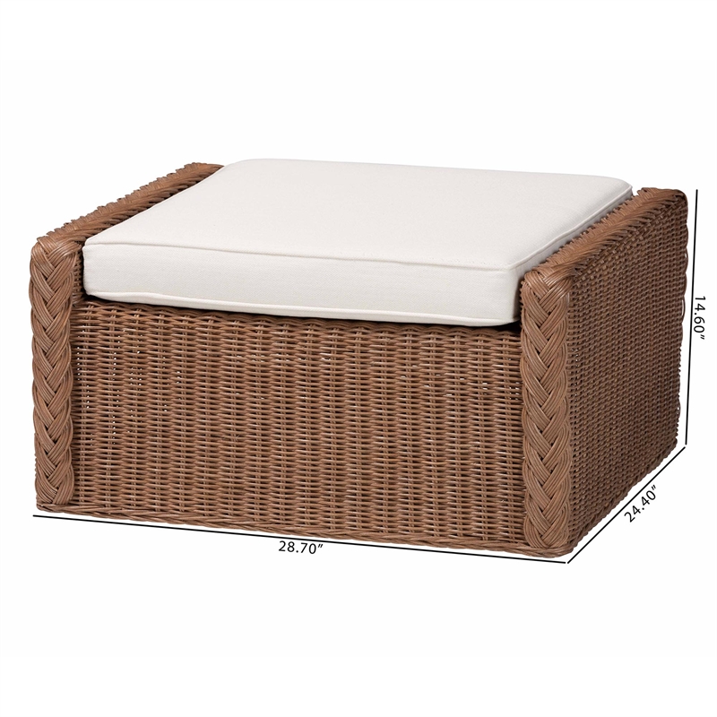 bali & pari Derris Bohemian Peanut Brown Braided Rattan Footstool