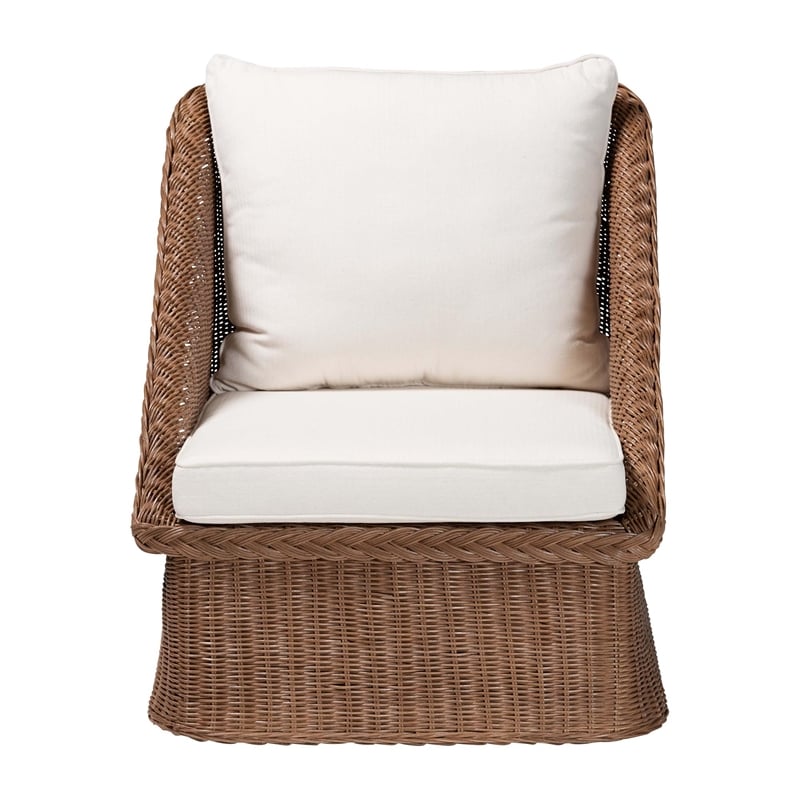 bali & pari Derris Bohemian Peanut Brown Braided Rattan Arm Chair