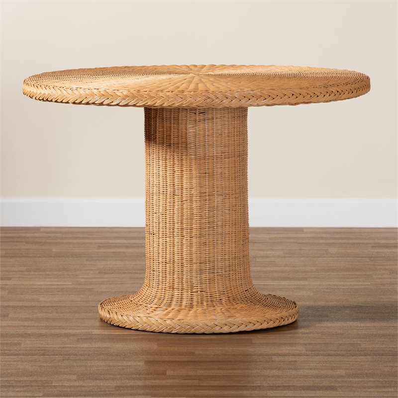 bali & pari Farrow Bohemian Braided Light Honey Rattan Dining Table