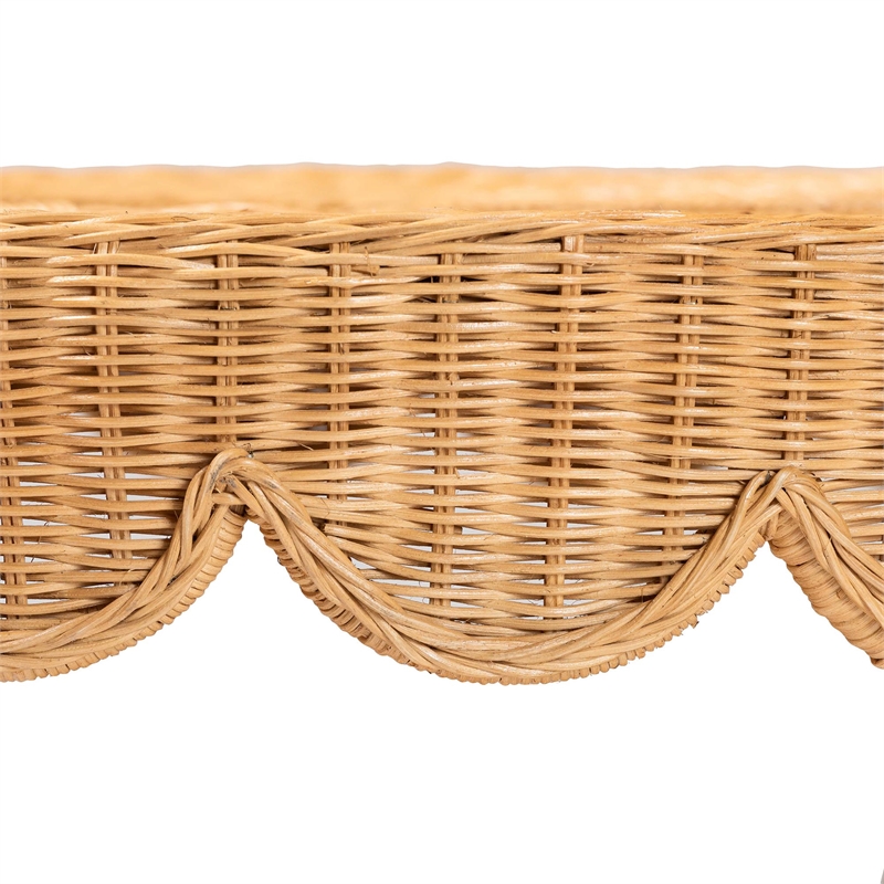 bali & pari Abena Bohemian Scalloped Light Honey Rattan Dining Table
