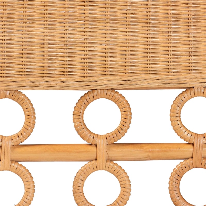 bali & pari Oxford Bohemian Light Honey Rattan Dining Bench with Armrests