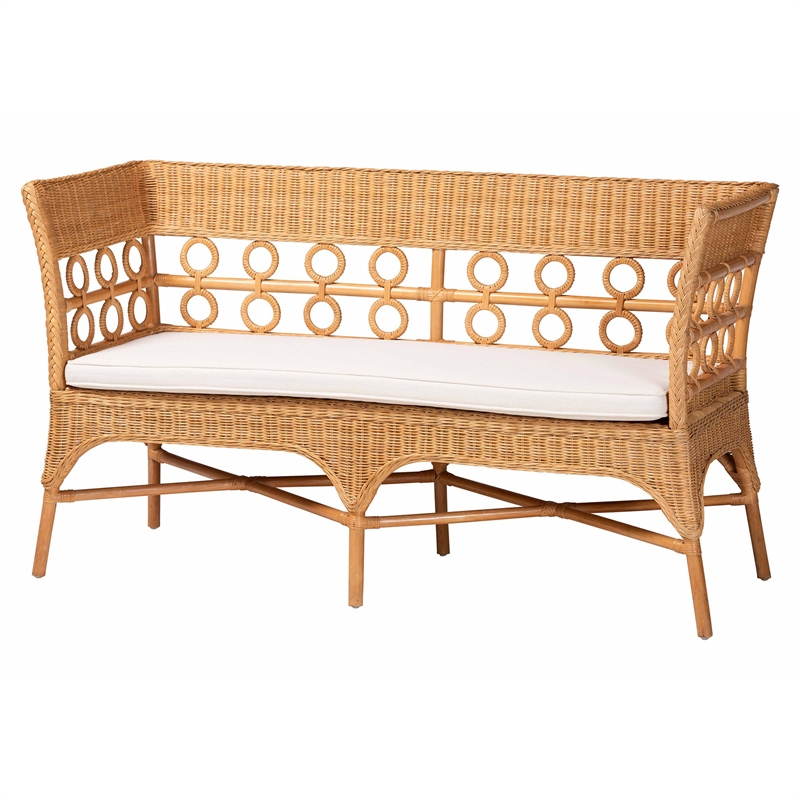bali & pari Oxford Bohemian Light Honey Rattan 2-Piece Dining Nook Bench Set