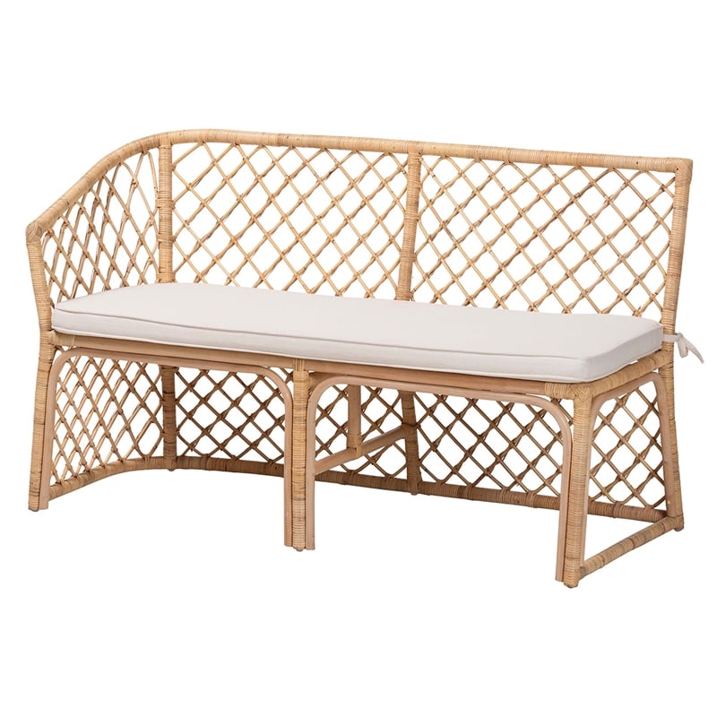 bali & pari Aysi Bohemian Light Honey Rattan 2-Piece Dining Nook Bench Set